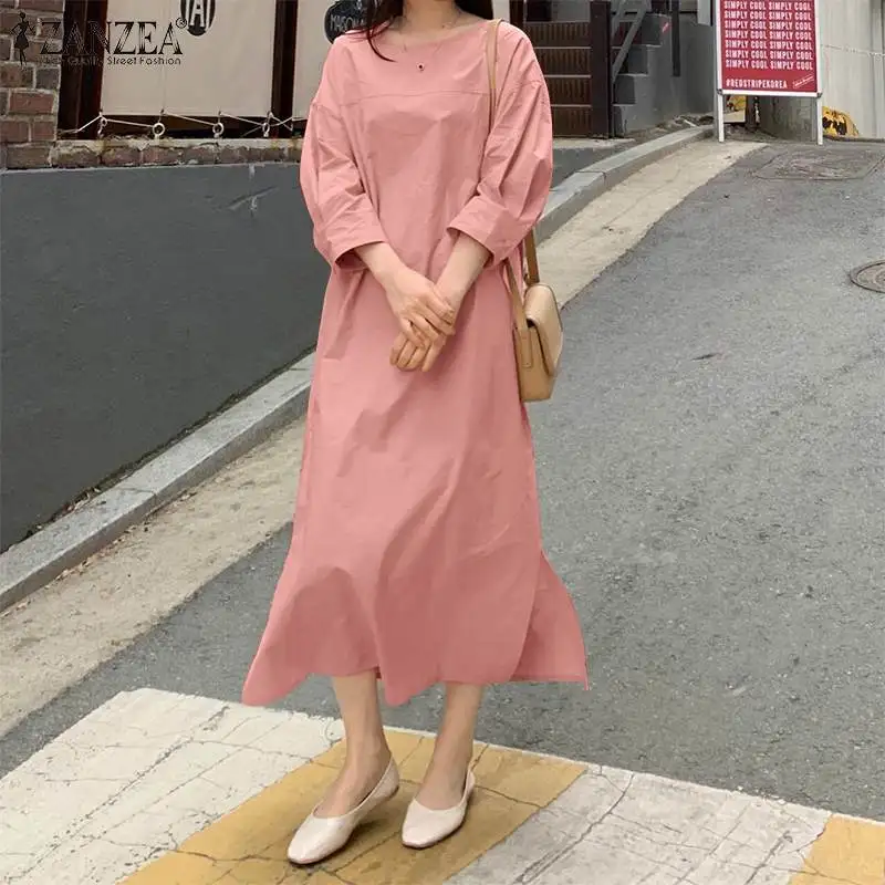 

Женское платье с длинным рукавом и круглым вырезом