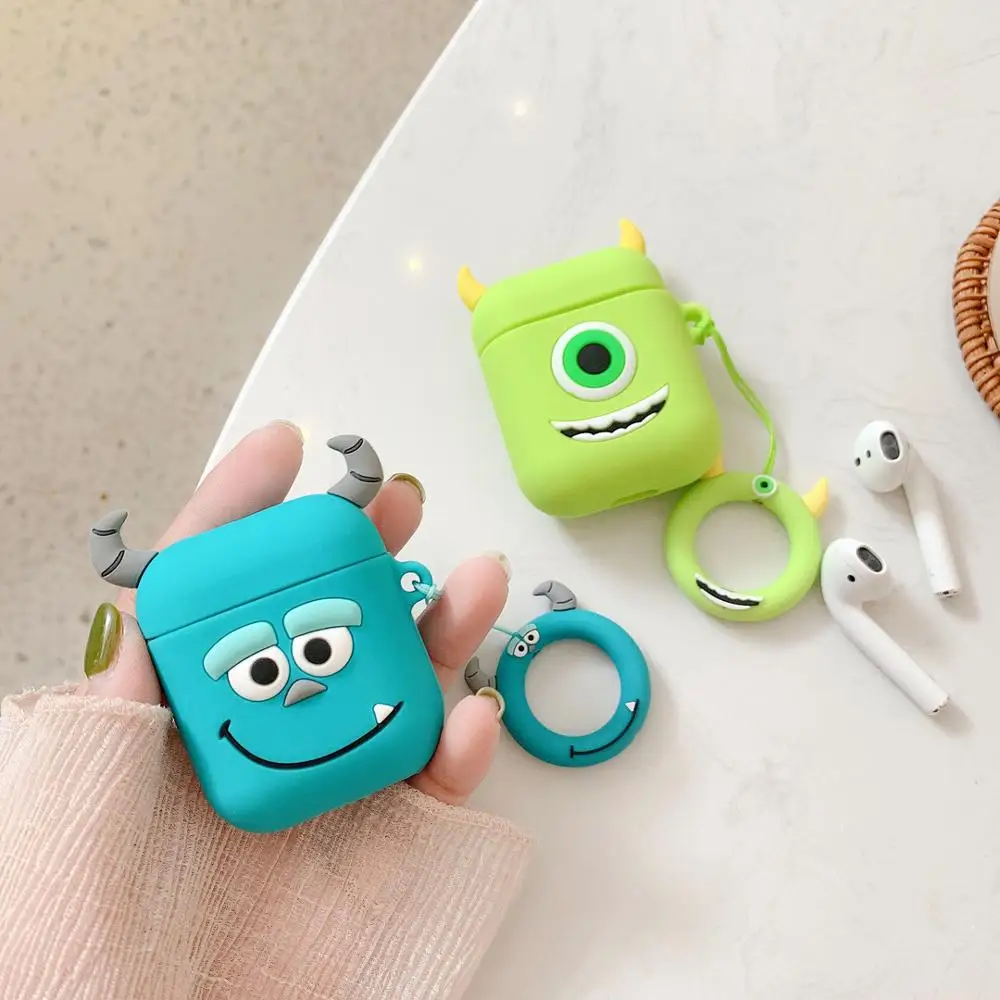 Bluetooth чехол для наушников Airpods 2 милый мультяшный силиконовый мягкий с кольцом на