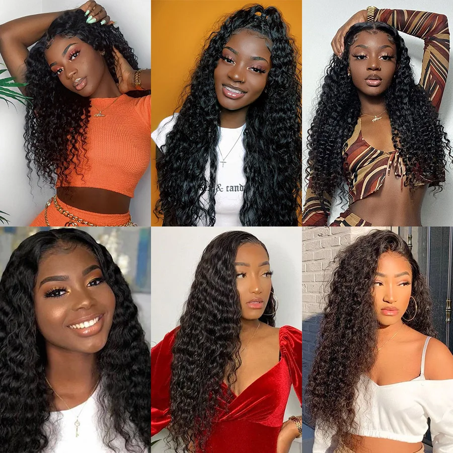 

CHEAP Deep Wave Frontal Wig 180 Density Lace Front Human Hair Wigs For Women Transparent Lace Wigs Wave With Baby Hair Remy