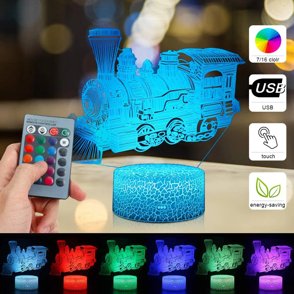 Акула поезд-образный цветной сенсорный 3D светодиодный Ночной светильник с