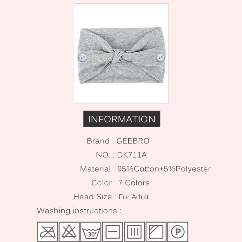 Женская летняя повязка на голову с пуговицами хлопковая бандана для волос