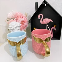 cute ceramic mermaid morning mugs pink mint green gold plated handel porcelain anti hot breakfast milk coffee tea gift cup 420ml