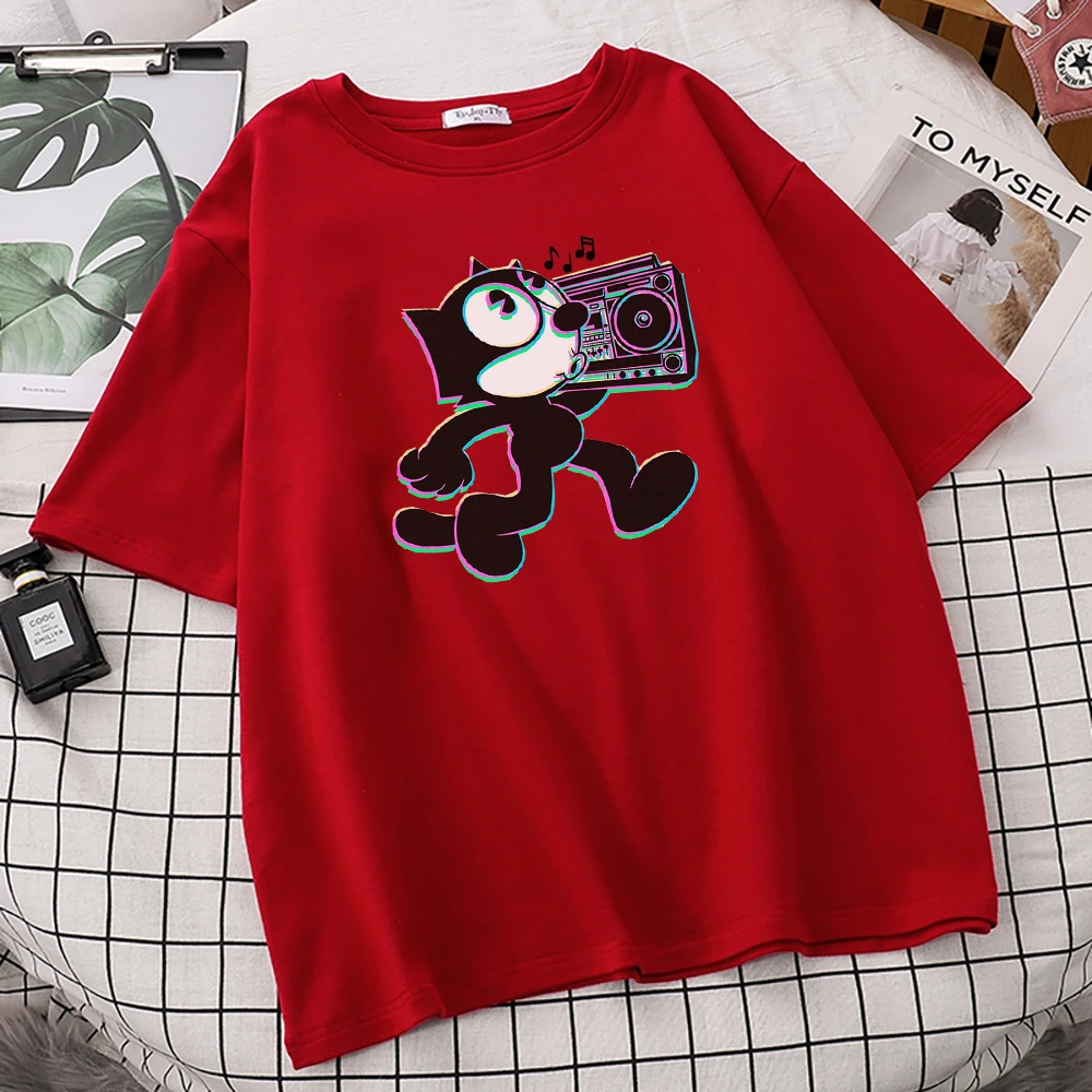 Модные стильные футболки Felix Fox для женщин модные Аниме свободная одежда оверсайз