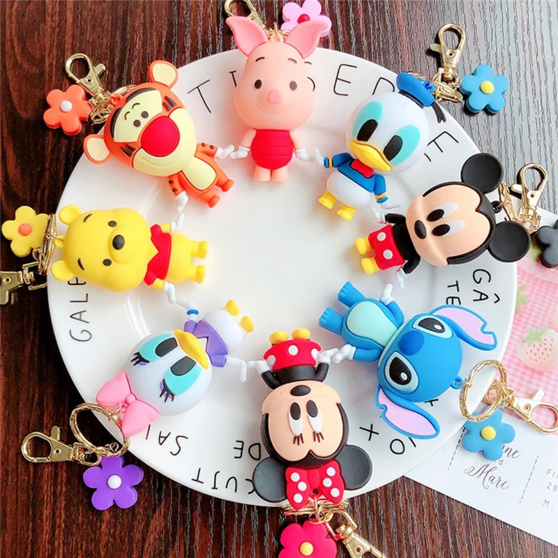 Disney Stitch Minnie Mickey mouse  Keychain Doll  pendant Accessories Keychain Bag Pendant Car key pendant  Small Gift