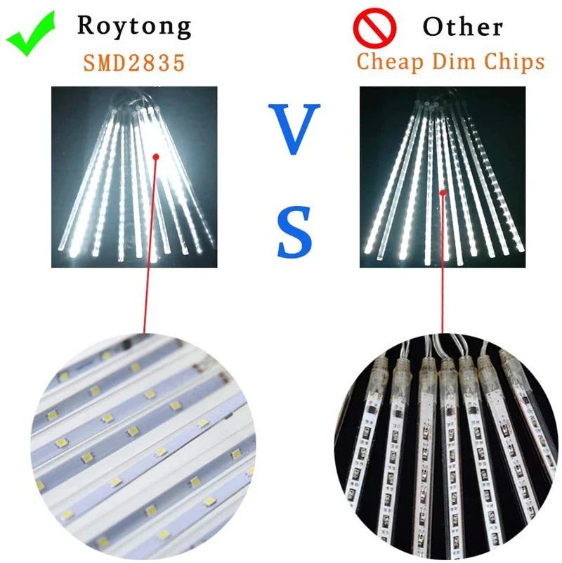 8 Tubes LED String Lights Meteor Shower Solar Energy Street Christmas Tree Decorations for Outdoor New Year Fairy Garden Lamp | Лампы и