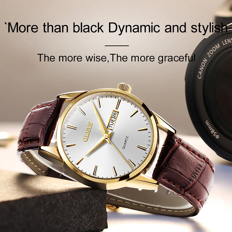 OLEVS Couple Watch Top Brand Luxury Quartz Men Women Watches Fashion Business Clock Leather Wristwatch Reloj Hombre Montre Femme