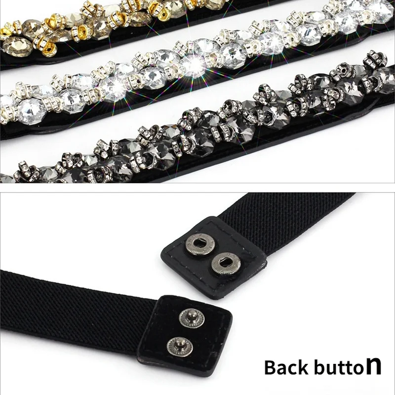

Belt for Women Fine Matching Dress Crystal Glass Diamond Inlaid Elastic Elastic Girdle Fashion All-match