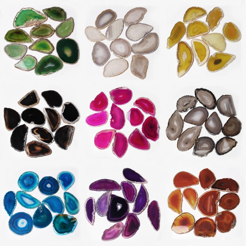 1 шт. Исцеление натуральных агатов ломтик без отверстия druzy изготовление поиск