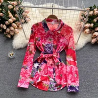 rugod womens blouse fashion stylish floral print long sleeve loose stright blusas female all matched tops 2021 summer