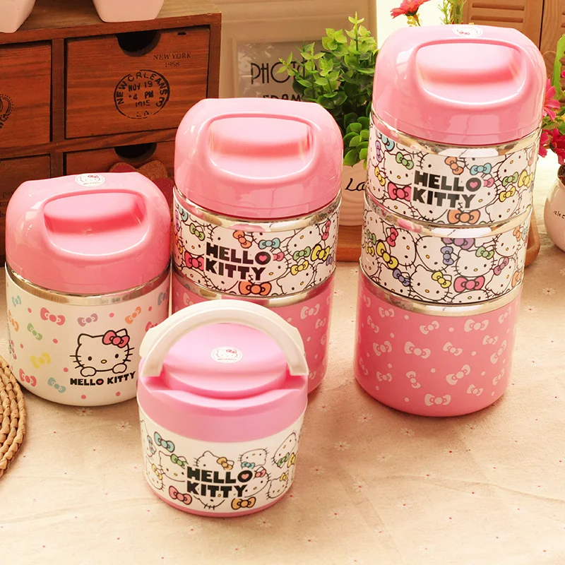 Милый мультфильм Нержавеющая сталь изоляция Ланч бокс открытый портативный 1 3