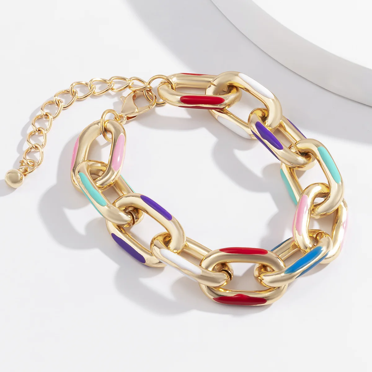 Fashionable Simple Metal Color Dripping Oil Bracelet Street Shooting Irregular Chain hot sale | Украшения и аксессуары