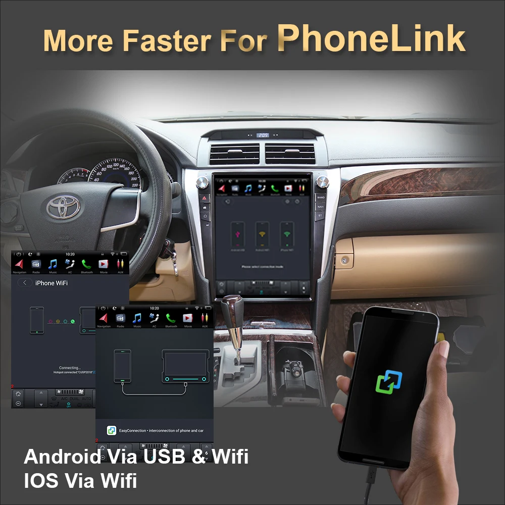 12 1 дюймовый Tesla style Android 9 0 шестиядерный Автомобильный GPS навигатор для TOYOTA CAMRY 2015