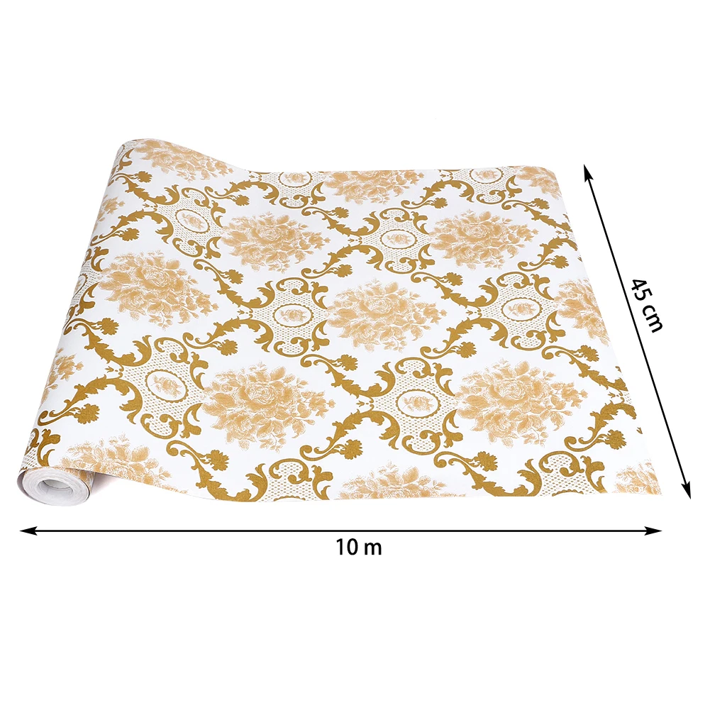 Роскошная классическая золотая Дамасская настенная бумага рулон самоклеящаяся