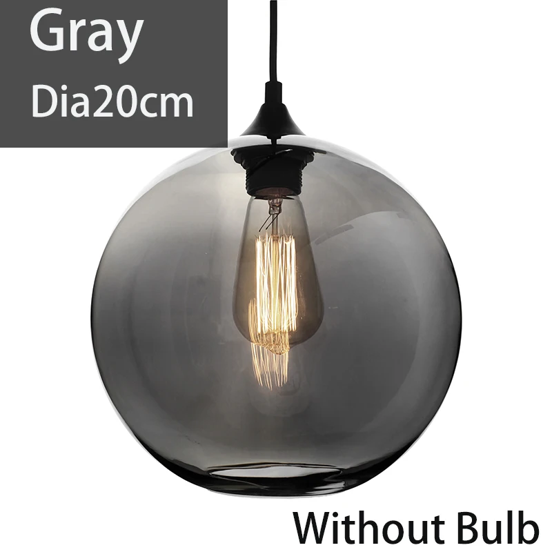 Gray Dia 20cm BDBQBL светодиодный Лофт Дымовое серое стекло шариковая Подвесная лампа чаша подвесные светильники лампа кухня гостиная спальня ресторан гостиничные залы - Цвет корпуса: Gray Dia 20cm