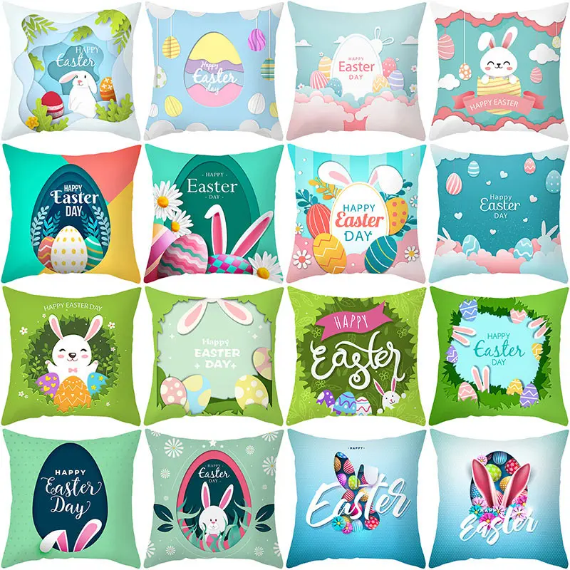 

Cushion Cover Decorative Pillowcases Easter Rabbit Printed Sofa Throw Pillows Covers For Living Room Home Party Decor 45*45cm/pc