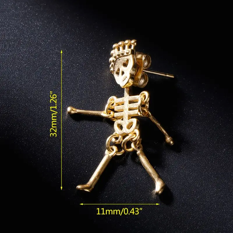 1 шт. новый дизайн панк серьги череп скелет для мужчин и женщин ювелирные изделия