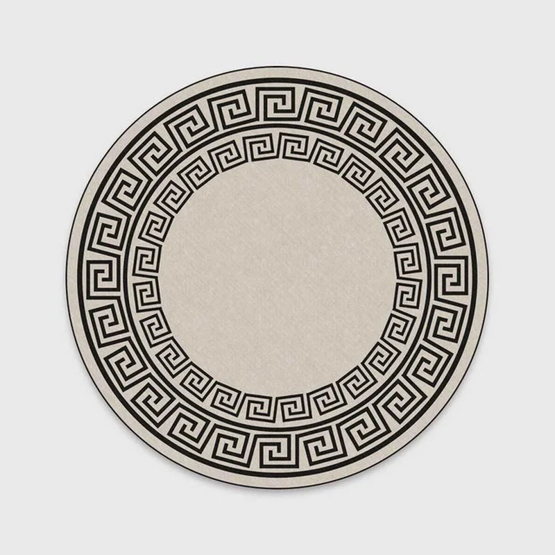 

Rugs Carpets For Home Living Room Black And White Geometric Retro Style Pattern Large Round Rug For Bedroom Parlor Home Decor