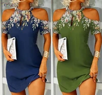 feogor sexy dress 2021 summer new style womens sexy slim positioning printing leaky shoulder dress plus size dress