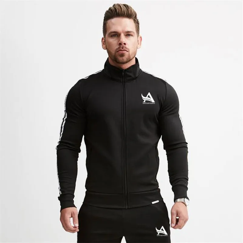 5 Спортивный костюм Новая Осенняя мужская толстовка+ брюки наборы повседневная мужская спортивная одежда с стоячим воротником Верхняя одежда с длинными рукавами - Цвет: 5
