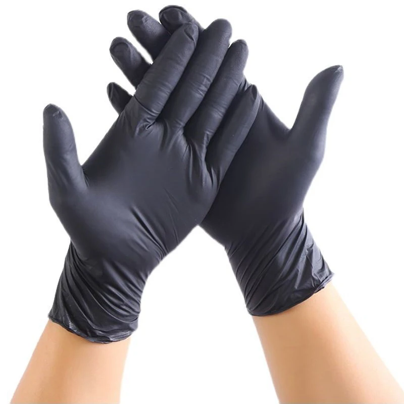 

100pcs Disposable Gloves Black Food Cleaning Restaurant Home Work Protective Vinyl Nitrile Blend Gloves Latex-Free Safety