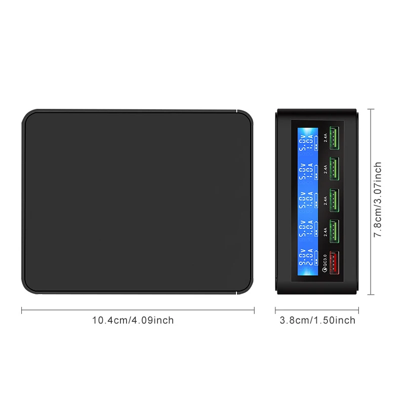 

QC3.0 Quick Charge 5 Port USB Charger LCD Display Carregador Mobile Phone Fast Wall Chargeur For Iphone Xiaomi Portatil Cargador