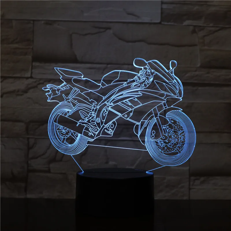 Крутой Мотоцикл 3D лампа ночник USB/на батарейках светодиодный ночник лампа визуальный световой эффект подарок для любителей мотоциклов