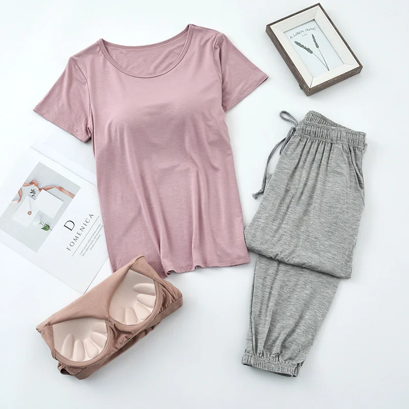 

Хорошая Рекомендация по товару! Пижама женская с коротким рукавом, пижама с накладками на груди, цельная тонкая верхняя одежда из модала, на ...