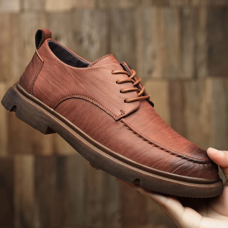 

2020 New High Quality Leather Casual Shoes Men Autumn Outdoor Fashion Oxfords Shoes Male Soft Comfort Non-slip Leather Shoes