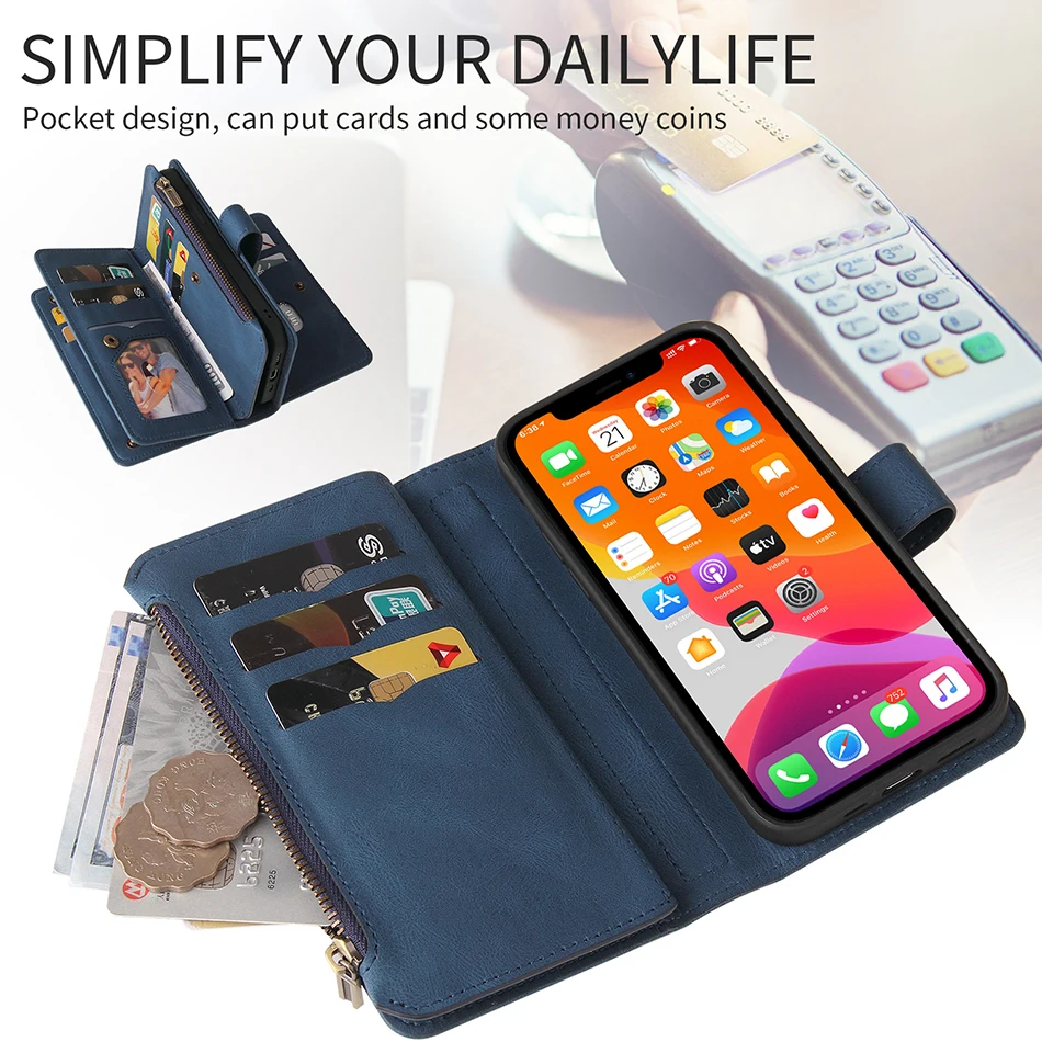 multi card slots case for oppo a94 a93 a92s a74 a73 a72 a15 a15s a5 2018 a5s a3s a7 f19 wallet luxury zipper flip leather cover free global shipping