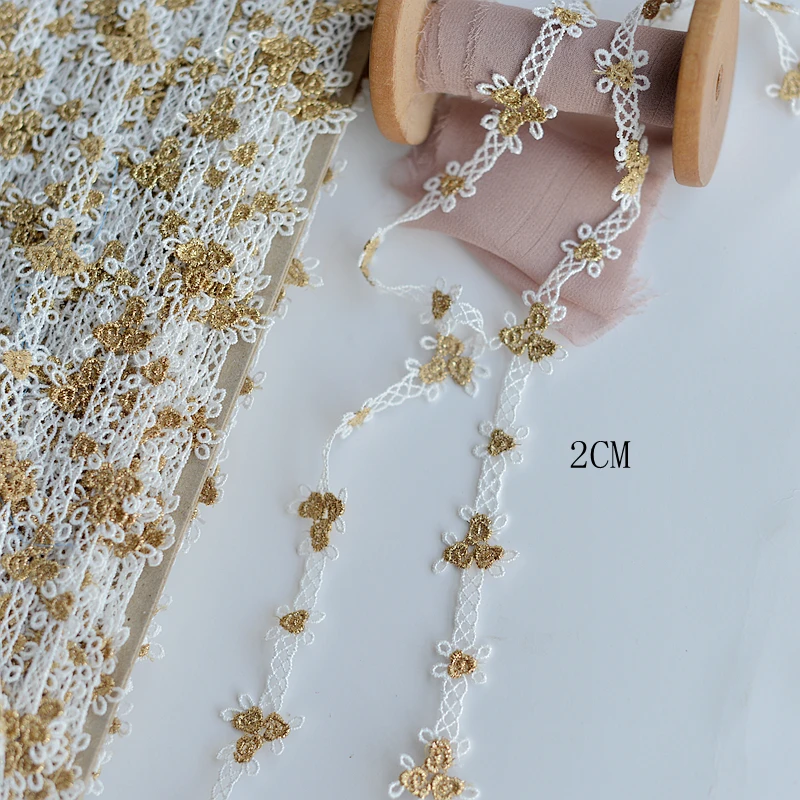 Exquisite TOP Grade Gold Water Soluble Small ROSE Embroidery Lace Clothing Cheongsam Dress Garment Material 2cm H340 | Дом и сад