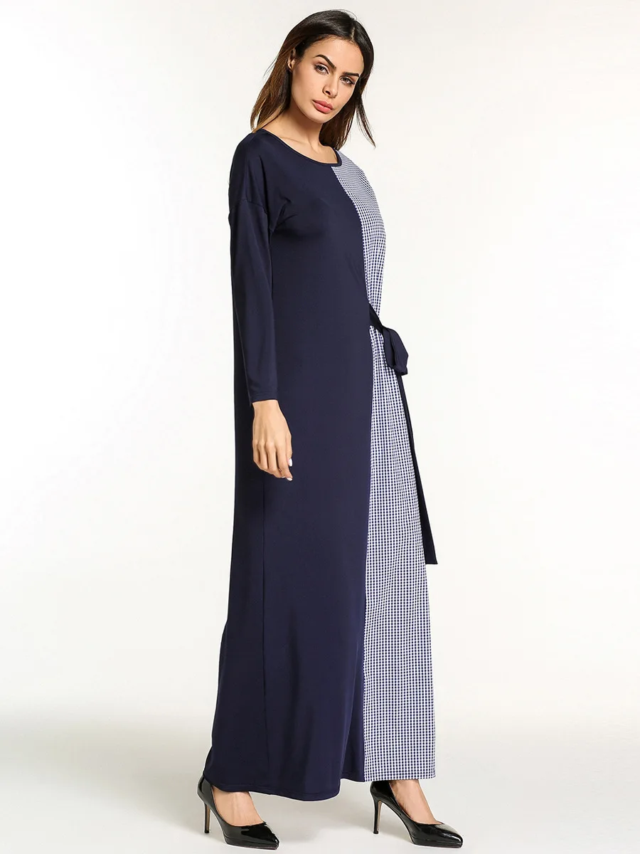 Мусульманские женские длинные платья на шнуровке осенние с длинным рукавом и