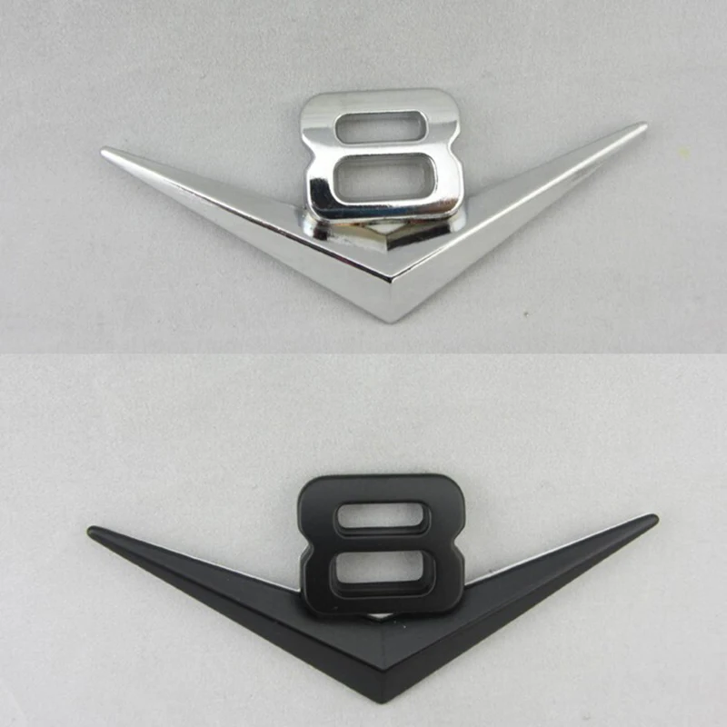Авто автомобиль V8 хром серебро черный логотип 3D Автомобильные наклейки клейкий