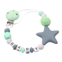 baby cute silicone pacifier clip chain safe teething holder infants teether eco friendly leash beads soother dummy for kids chew