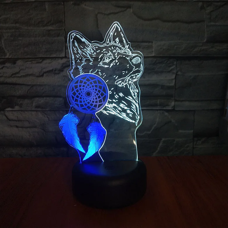 

Wolf Shape Acrylic Touch LED 3D Night Light USB Table Desk Lamp for Kids Beside Decor Birthday Gift
