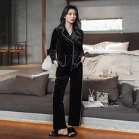 m 5xl women autumn and winterf new gold velvet double breasted long sleeved cardigan suit ins live large size home pajamas sleep