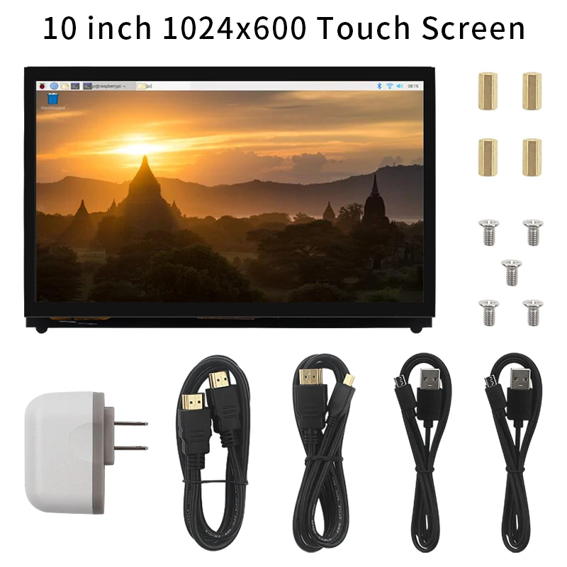 10 1 дюймовый ЖК дисплей Raspberry Pi 4 Модель B сенсорный экран 1024x600 емкостный для 4B/3B +/3B