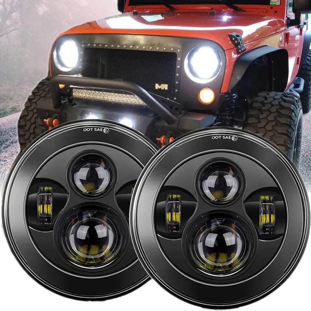 2 X Лада 4x4 Нива 7 дюймов круглые светодиодные фары DRL для FREIGHTLINER Century Jeep JK &amp