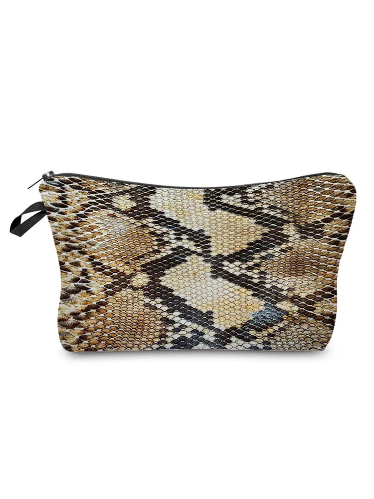 

Sexy Serpentine Ladies Makeup Bag Personalized Fashion Double-Sided Printing Cosmetic Organizer Portable Printed Cosmetic Bag