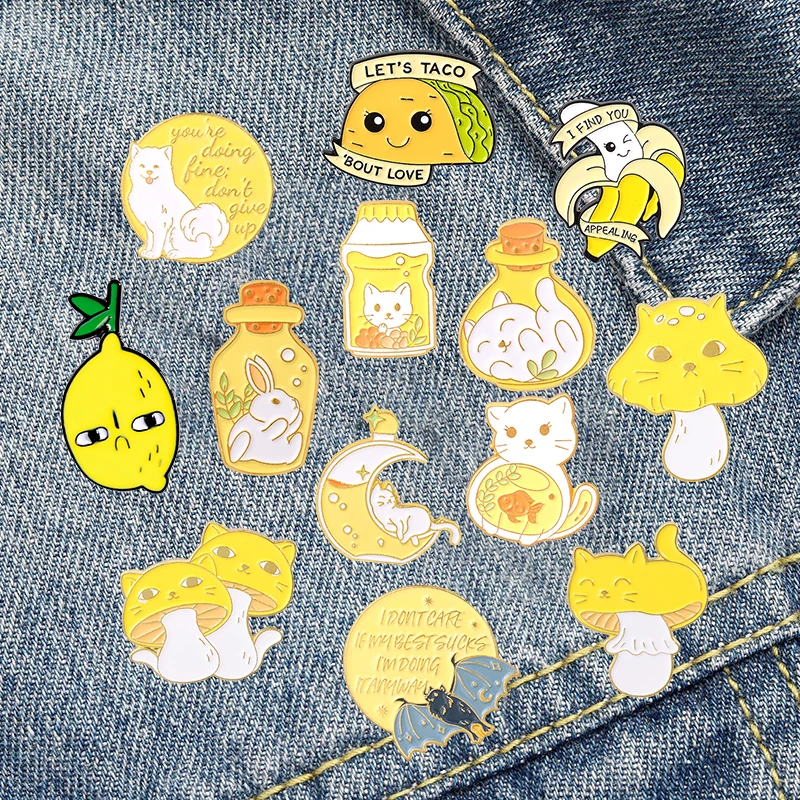 Эмалированные заколки в виде фруктов молока Мультяшные броши лимона банана