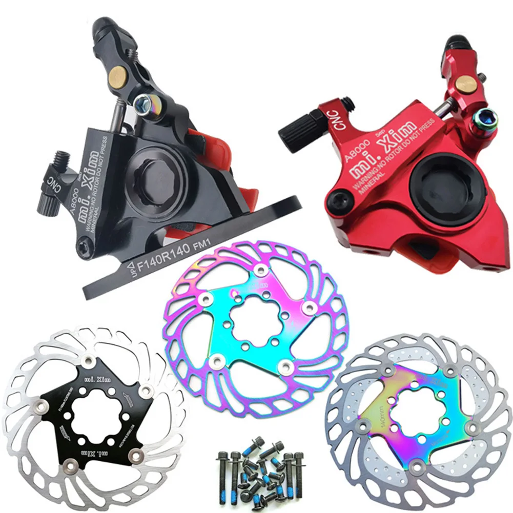 

Mi.Xim 1 Set Road Bike Flat Mount Disc Brake Caliper Front/Rear 140mm Disc Diameter Rotor Magnesium Colorful Alloy