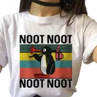 Женская футболка Noot Pingu, женская одежда Ulzzang Kawaii, футболка с принтом в стиле ретро, женская футболка с героями мультфильмов, размера плюс