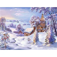 landscape house winter snow scenery diy 11ct cross stitch embroidery kits craft needlework set printed canvas sale