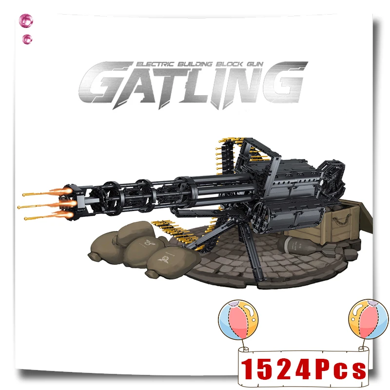 

Gatling Sniper Rifle Military Weapons MOC Building Blocks Bricks Machine Guns Electric Toys Gifts for Children Kids Boyfriend
