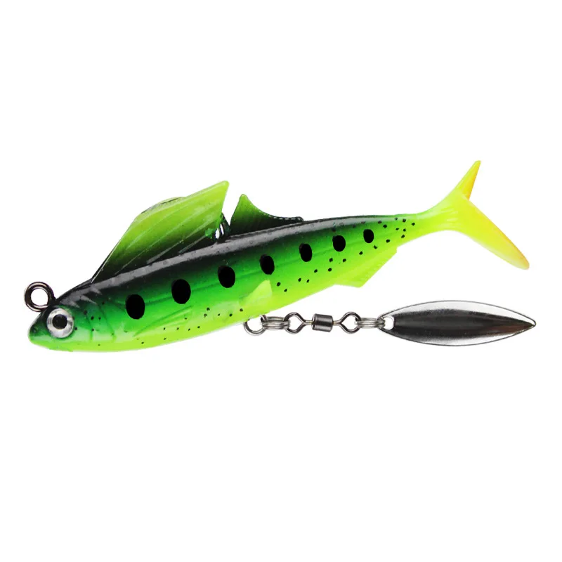 Goture 4pcs Fishing Lure Swimbait 13g 8.5cm Lead Head Soft Rubber Bait Spinning Metal Spoon Tail Wobbler | Спорт и развлечения