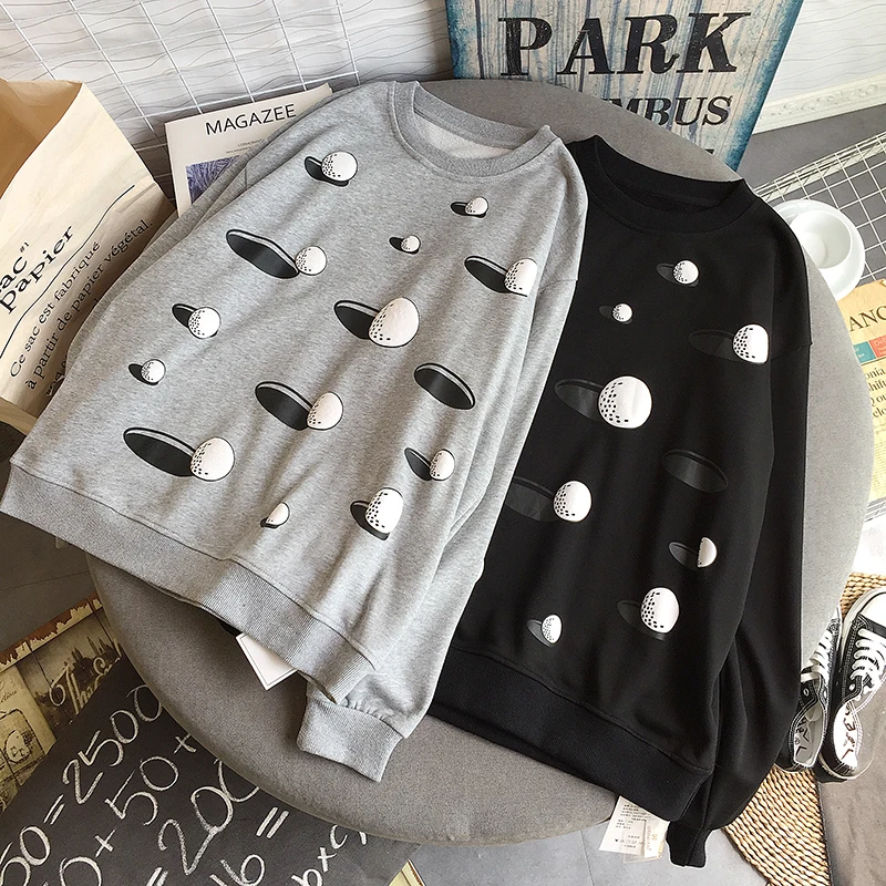 

Новое поступление, повседневные хлопковые свитшоты с принтом для гольфа, Женский пуловер с круглым вырезом, толстовка, Свободный Топ с длин...