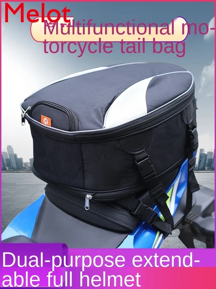 

Motorcycle Tail Bag Motorcycle Knight Backseat Bag Shoulder Helmet Bag Multi-Function Oil Bag Waterproof plus Size Scalable