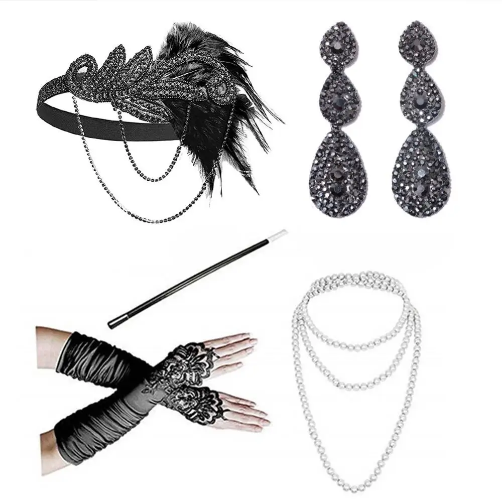 

Sexy Headwear+Necklace+Earrings+Gloves+Baton 5 piece set CYHWR