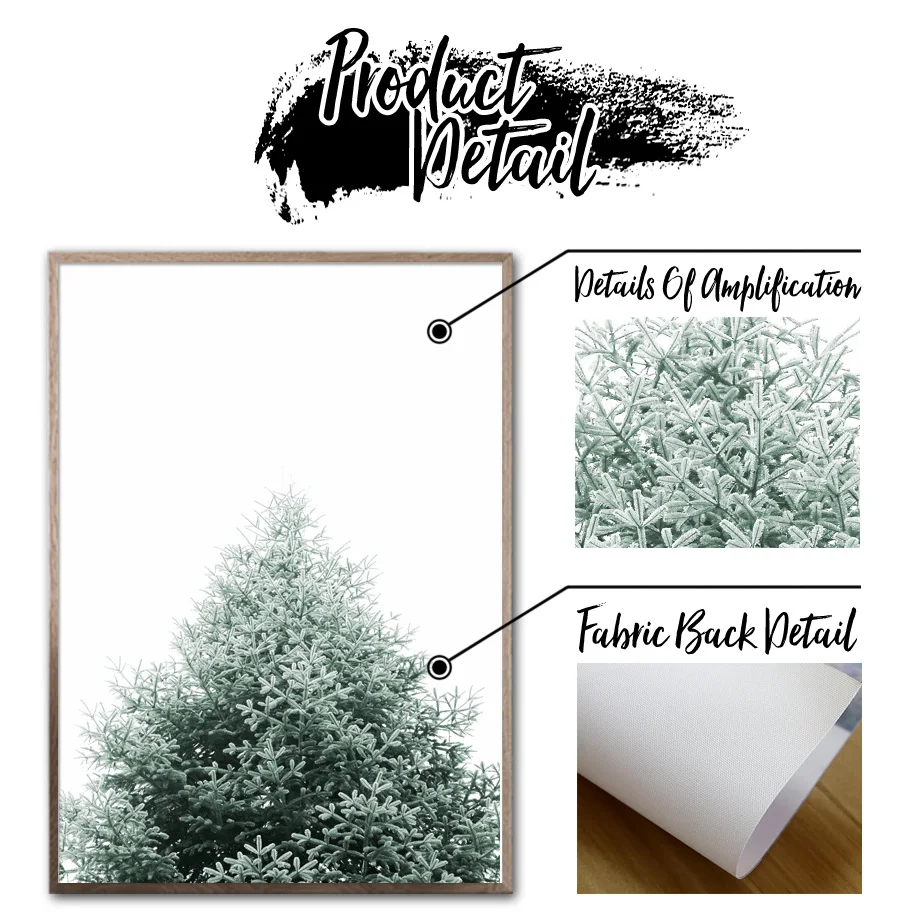 Зимний пейзаж снежные сосновые дома настенная живопись на холсте скандинавские