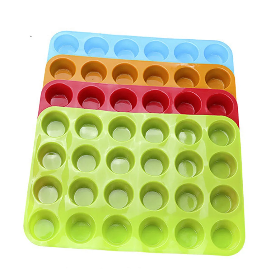 24 Мини-Сковорода для кексов силиконовая форма торта инструменты подложки формы