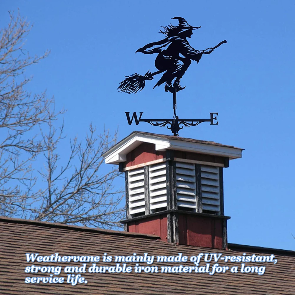 

Garden Stake Weathervane UV-Resistant With Witch Pattern Direction Indicator Measuring Tool For House Garden Garage Yard Decor